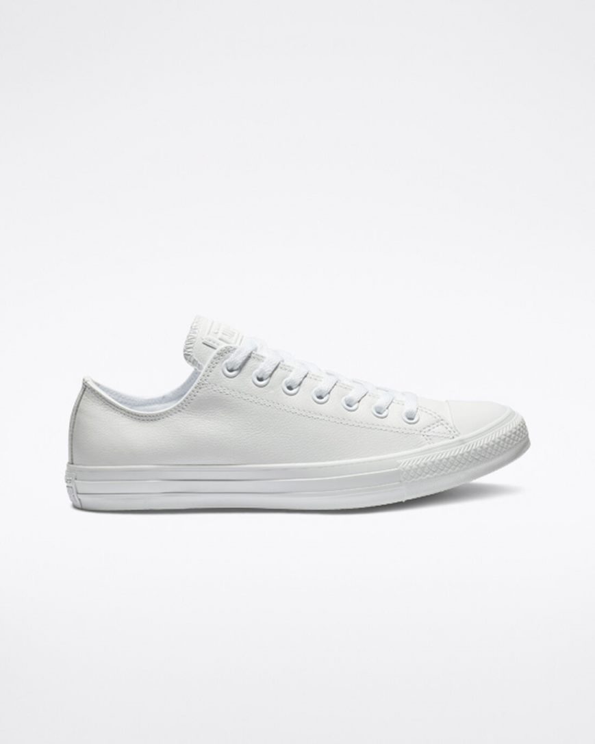 Men\'s Converse Chuck Taylor All Star Leather Low Top Shoes White | AU 43C9EZ